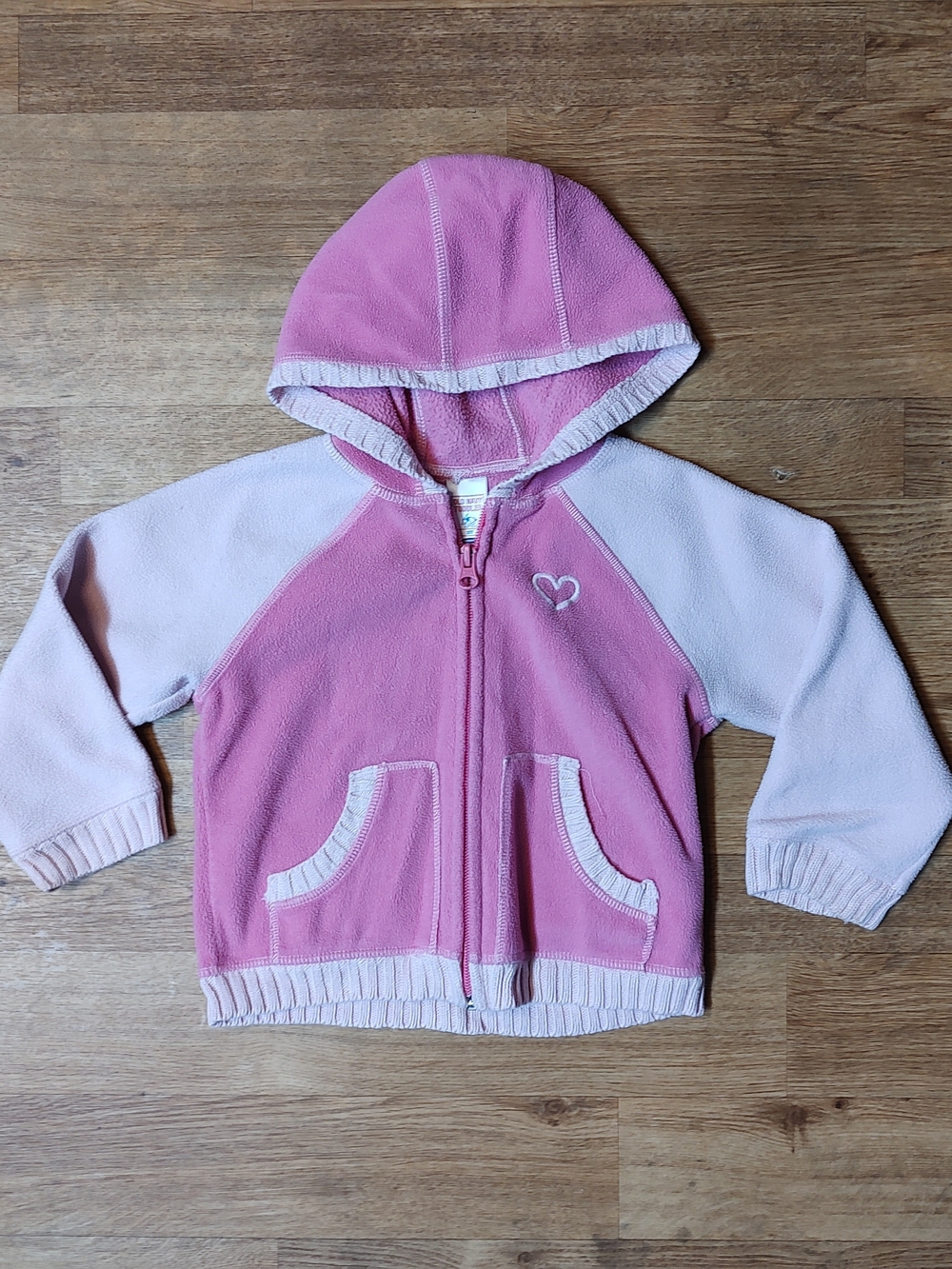 Old Navy Pink Hooded Fleece Jacket with Heart Accent